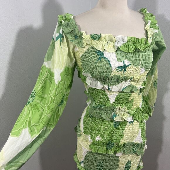 Sabo Mini Dress Women Berlyn Shirred Ruffle Party Vacation 90s Y2K - Picture 3 of 12